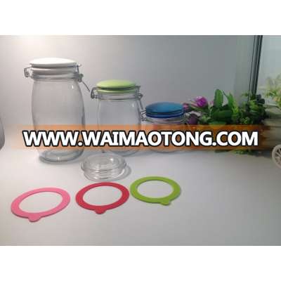 Wholesale weck style glass jar with clip , various glass storage jar with metal clip and silicon seal