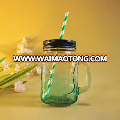 480ml 16oz beverage Juice Mason Jars Glass with handle and lids